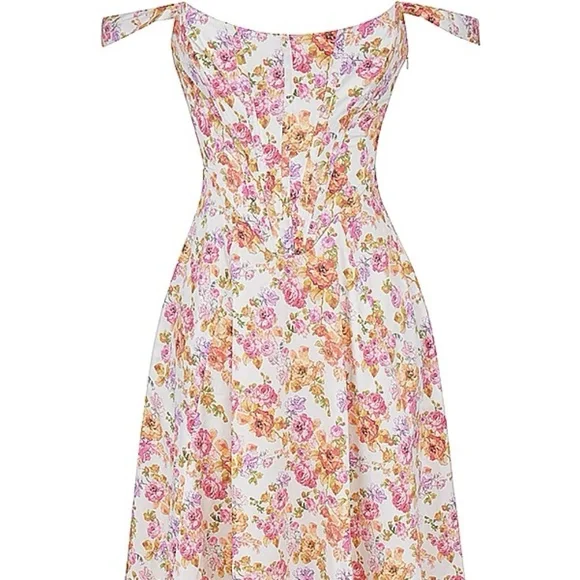 House of CB Pink and Yellow Floral Midi Dress - Saira - Picture 5 of 7